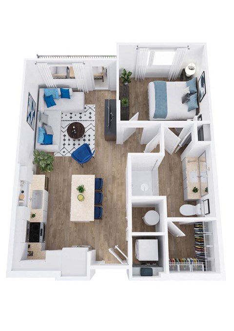 an overhead view of our 1 bedroom apartment at the residences at silver hill in suitland md